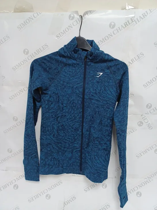 GYMSHARK NAVY LOGO LONG SLEEVE JACKET- XS