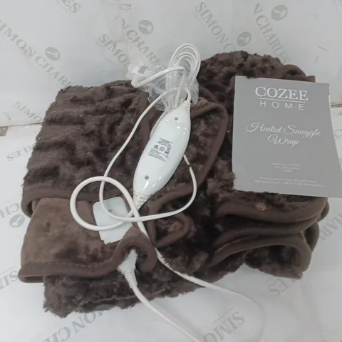 COZEE HOME HEATED SNUGGLE WRAP IN BROWN 