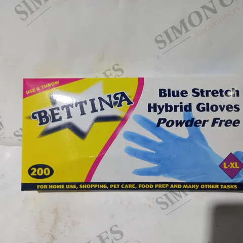 BOX OF 10 BETTIINA 200 BLUE STRECH HYBRID GLOVES POWDER FREE- L-XL