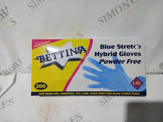 BOX OF 10 BETTIINA 200 BLUE STRECH HYBRID GLOVES POWDER FREE- L-XL