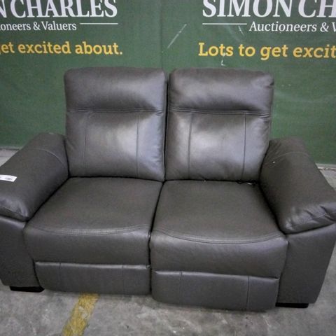 DESIGNER DYNAMIC POWER RECLINING TWO SEATER SOFA WITH POWER HEADRESTS IN DARK GREY LEATHER 