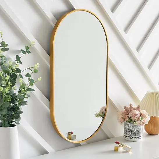 BOXED LOY OVAL METAL FRAMED WALL MOUNTED VANITY MIRROR (1 BOX)