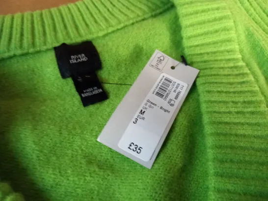 RIVER ISLAND BRIGHT GREEN CARDIGAN - M