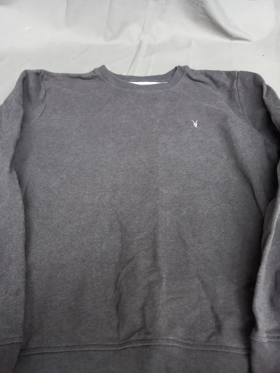 ALLSAINTS WASHED GREY LOGO JUMPER - LARGE