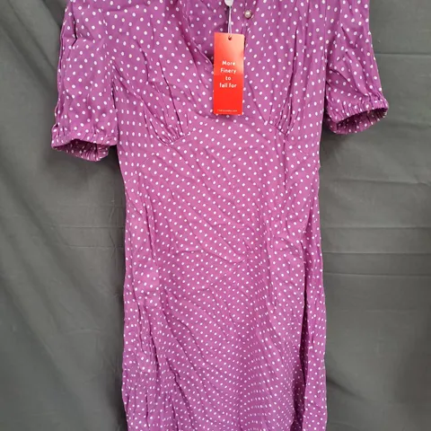 FINERY LADIES MAXI DRESS PURPLE WITH WHITE POLKA DOTS SIZE 12