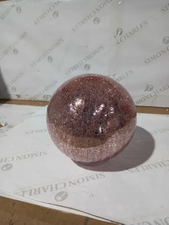 DESIGNER CRACKLE BLUSH PINK GLASS ORNAMENT 