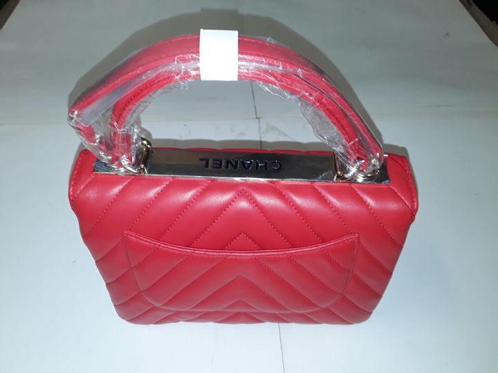 chanel red leather purse