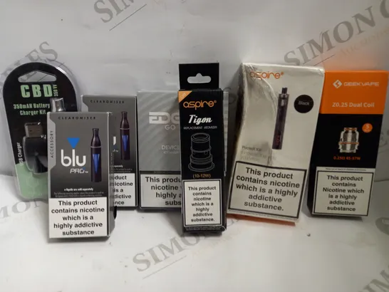 BOX OF APPROX 15 ITEMS INCLUDING VAPORESSO XROS SERIES 1.2OHM, ASPIRE POCKEX KIT AND EDGE GO DEVICE