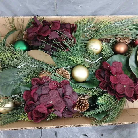 RED HYDRANGEA PRE-LIT CHRISTMAS GARLAND