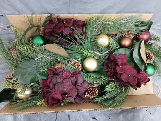 RED HYDRANGEA PRE-LIT CHRISTMAS GARLAND