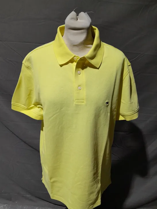 TOMMY HILFIGER TULIP YELLOW SLIM POLO SIZE LARGE