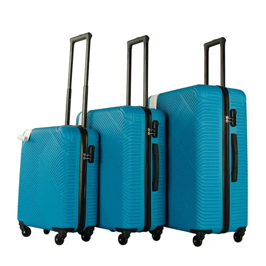 BOXED ELECTRIC BLUE 3 PIECE HARD SHELL LUGGAGE SUITCASE SET