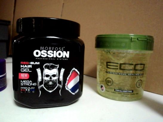 LOT OF APPROX. 6 HAIR PRODUCTS TO INCLUDE:  RED ONE - VIOLETTA AQUA HAIR GEL WAX, ECO STYLE - OLIVE OIL STYLING GEL, V05 MATT SYLING PASTE ULTRA HOLD