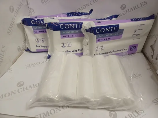 SET OF 3 CONTI WIPES PACKETS AND 1 PACK OF COTTON DISKS