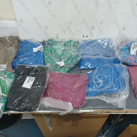 BOX OF APPROXIMATELY 10 ASSORTED BAGGED CLOTHING ITEMS 