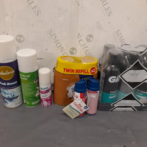 APPROXIMATELY 6 ASSORTED AEROSOL CANS TO INCLUDE SHAVING FOAM, SOFA SAVING FOAM AND SPRAY ON PLASTER - COLLECTION ONLY