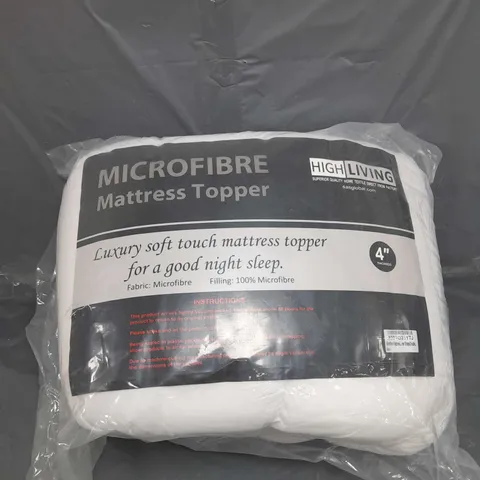 HIGHLIVING MICROFIBRE MATTRESS TOPPER SIZE DOUBLE IN WHITE 4" THICK