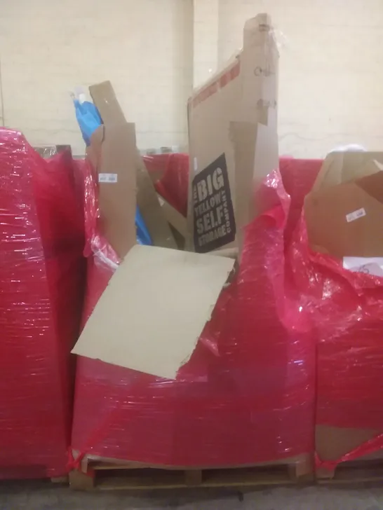 PALLET OF ASSORTED HOUSEHOLD PRODUCTS AND ITEMS, INCLUDING; BOXED FURNITURE ETC