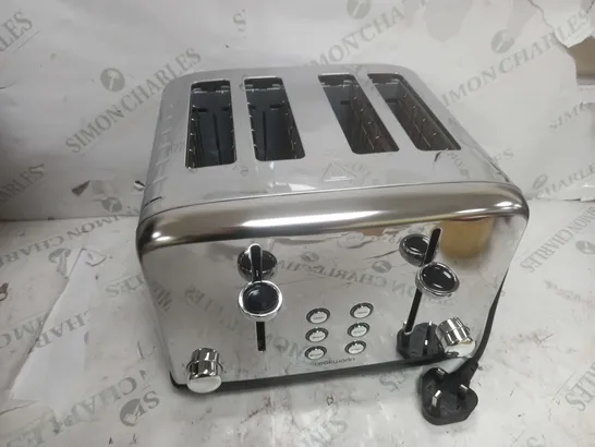 BOXED COOKWORKS POLISHED STAINLESS STEEL 4 SLICE TOASTER