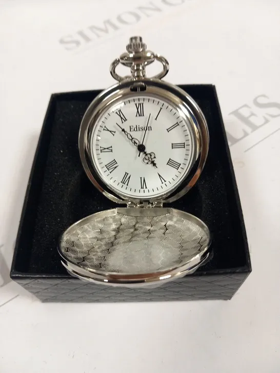 MENS EDISON POCKET WATCH WITH CHAIN – BRAND NEW IN BOX