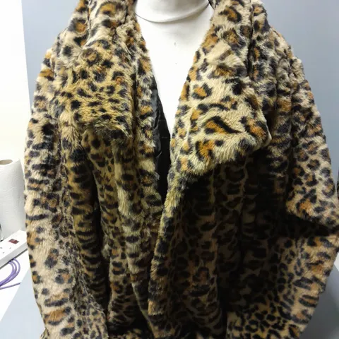 CENTIGRADE LEOPARD PRINT PADDED COAT IN BEIGE SIZE 2XL