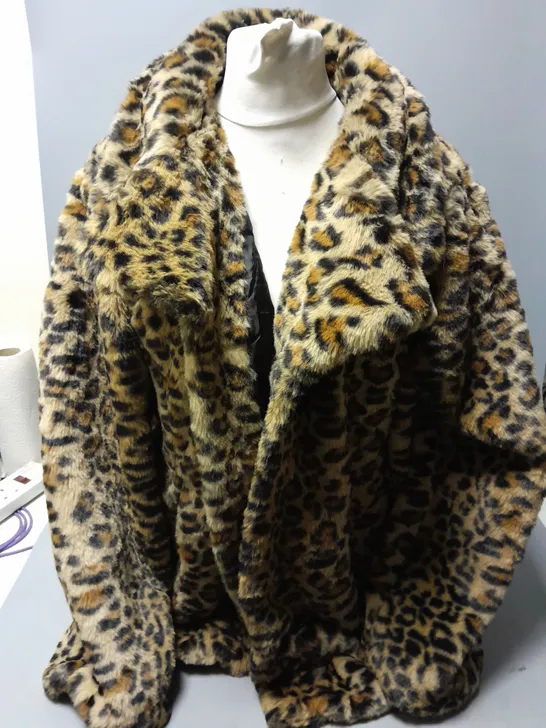 CENTIGRADE LEOPARD PRINT PADDED COAT IN BEIGE SIZE 2XL