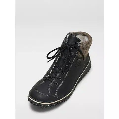 RIEKER LACE UP WATER RESISTANT BOOT - BLACK, SIZE 6