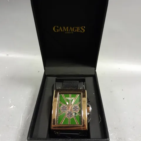 GAMAGES EXCLUSIVE GREEN DIAL MENS WATCH 