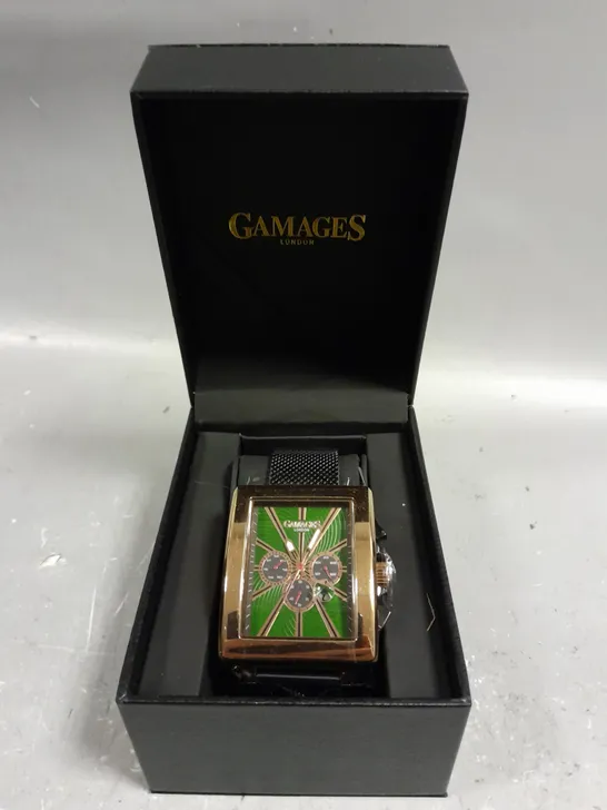 GAMAGES EXCLUSIVE GREEN DIAL MENS WATCH 