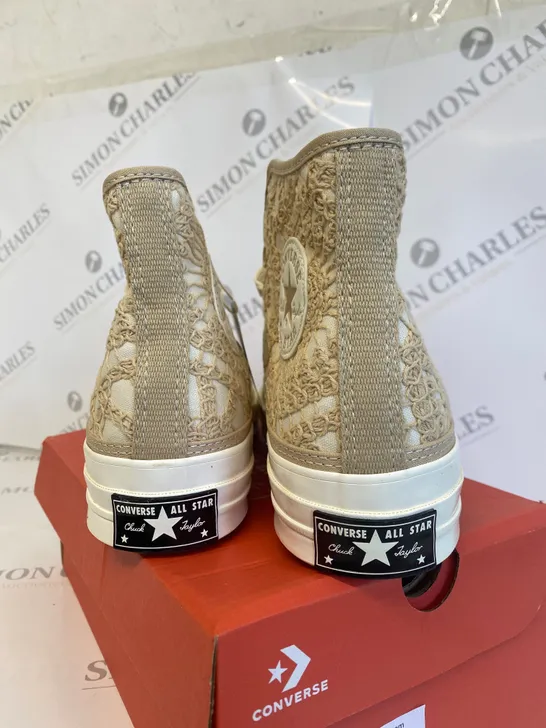 BOXED PAIR OF CONVERSE CHUCK 70 HI OAT MILK SHOES SIZE EU39