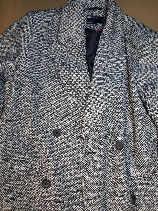 ASOS DESIGN SALT AND PEPPER DAD COAT UK SIZE 12