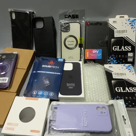 APPROXIMATELY 20 PHONE ACCESSORIES AND ELECTRICALS TO INCLUDE TEMPERED GLASS SCREEN PROTECTORS, POWER BANKS, WITELESS CHARGE PAD, ETC