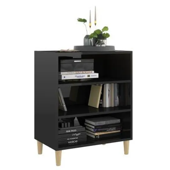 BOXED SIDEBOARD HIGH GLOSS BLACK 57X35X70 CM ENGINEERED WOOD