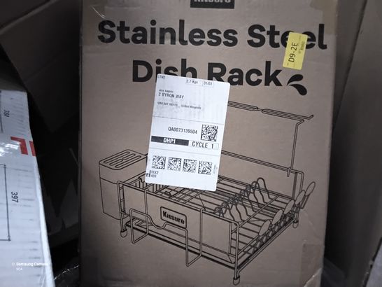 PALLET OF ASSORTED ITEMS INCLUDING, MANUAL DRAIN CLEARER, STAINLESS STEEL DISH RACK, STORAGE DRAWERS, CONVECTION HEATER, SLEEPING BAG, PET BED.
