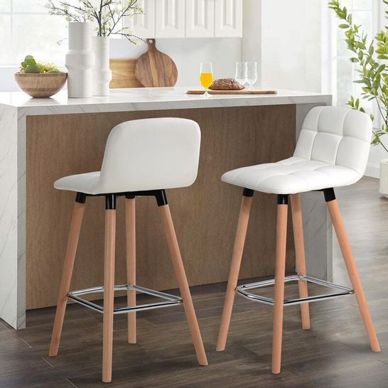 BOXED VELVEZ 68CM BAR STOOL - WHITE