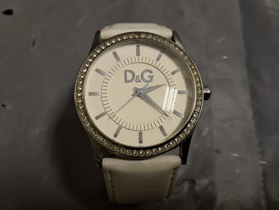 D&G STAINLESS STEEL WATCH WITH LEATHER STRAP