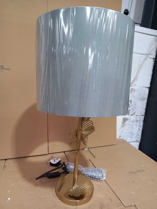 ALISON CORK GINKGO LEAF TABLE LAMP - GOLD AND DUCK EGG