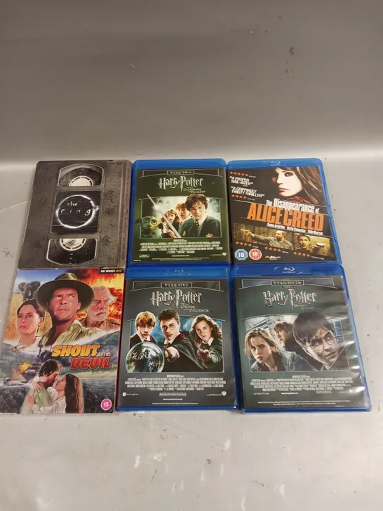 6 X ASSORTED DVD/BLU-RAY MOVIES TO INCLUDE HARRY POTTER, SHOUT AT THE DEVIL, THE RING ETC 