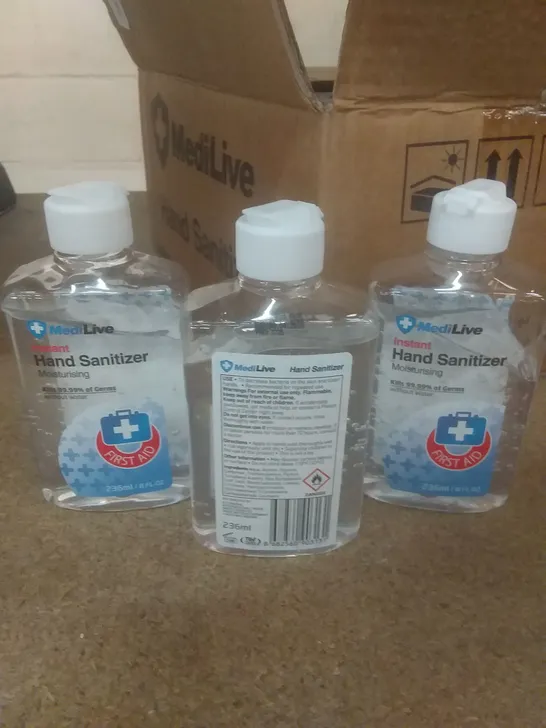 BOX OF APPROXIMATELY 24 MEDILIVE HAND SANITIZERS