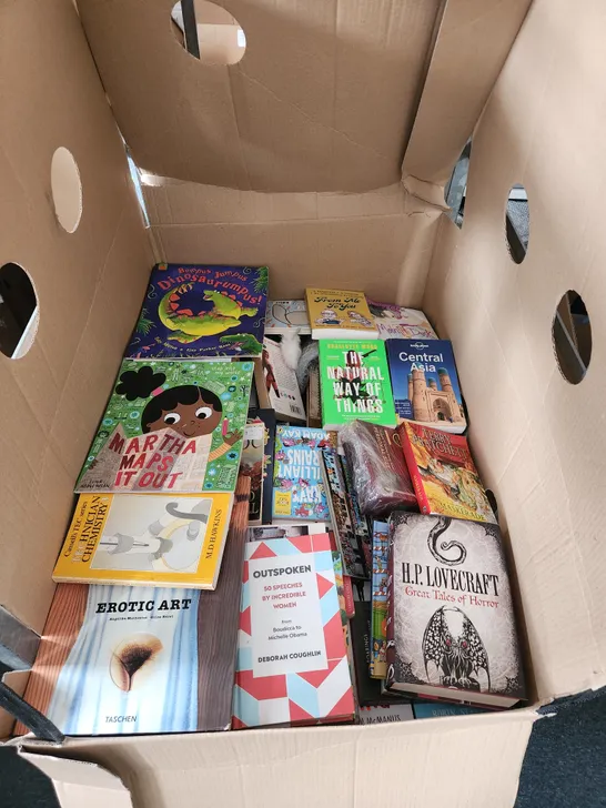 CAGE OF A SIGNIFICANT QUANTITY OF ASSORTED BOOKS BY CAROLINA BUZIO, JENNETTE MCCURDY, THE HAIRY BIKERS, JOHN COATES, JEFF KINNEY,  TERRY NATION, ROBERT GODDARD,  ANDREW LLOYD WEBBER, ETC