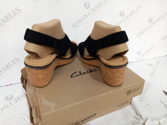 BOXED BROWN & BLACK HEEL CLARKS SHOES