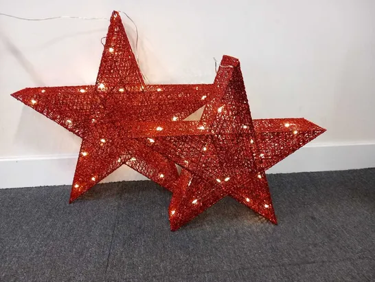 BRAND NEW BOXED HOME REFLACTIONS PRE LIT SET OF 2 OVERSIZED GLITTER STARS