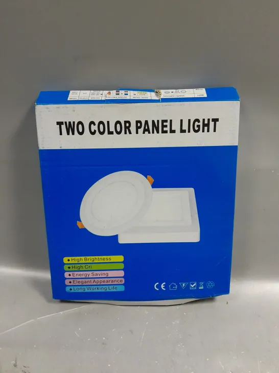 APPROXIMATELY 15 BOXED TWO COLOUR PANEL LIGHTS IN VARIOUS SIZES 