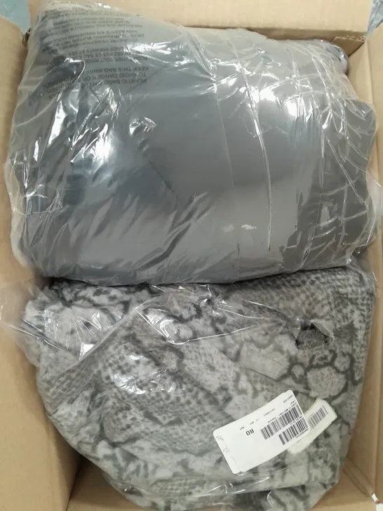 A BOX OF FIVE ASSORTED JACKETS TO INCLUDE ONE GREY SOFT JACKET 