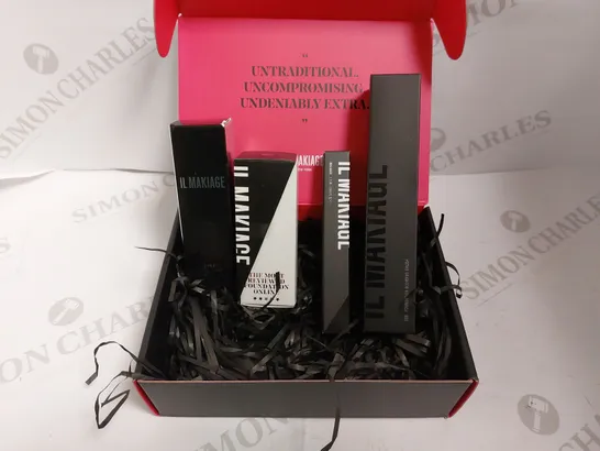 BOXED IL MAKIAGE GIFT SET TO INCLUDE FOUNDATION, INKLINER, FOUNDATION BLENDING BRUSH AND NO FILTER PORELESS BASE