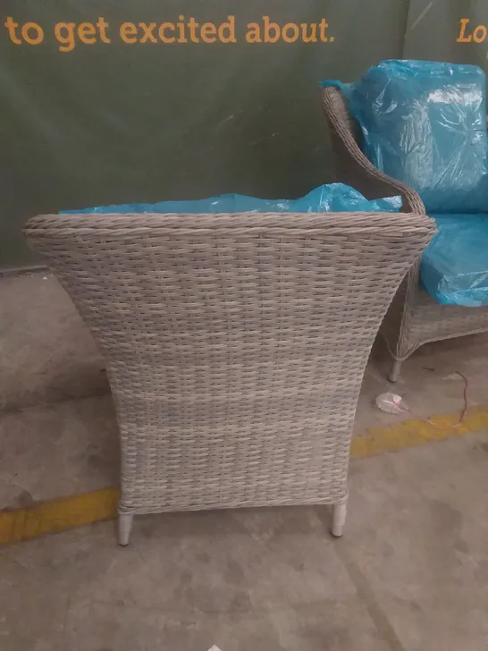 X2 RATTAN GARDEN CHAIRS GREY WITH CUSHIONS