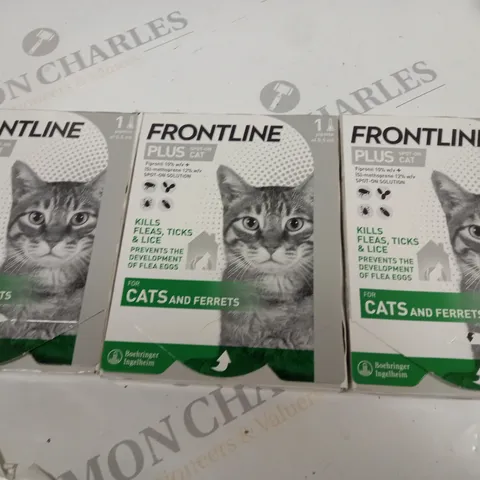 LOT OF 3 FRONTLINE PLUS SPOT ON CAT 1 PIPETTES