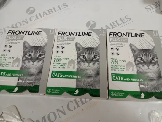 LOT OF 3 FRONTLINE PLUS SPOT ON CAT 1 PIPETTES