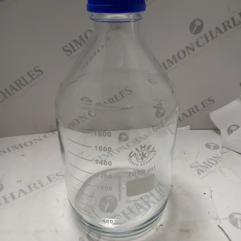 LOT OF 9 SIMAX 2000ML GLASS BOTTLES WITH SCREW CAPS