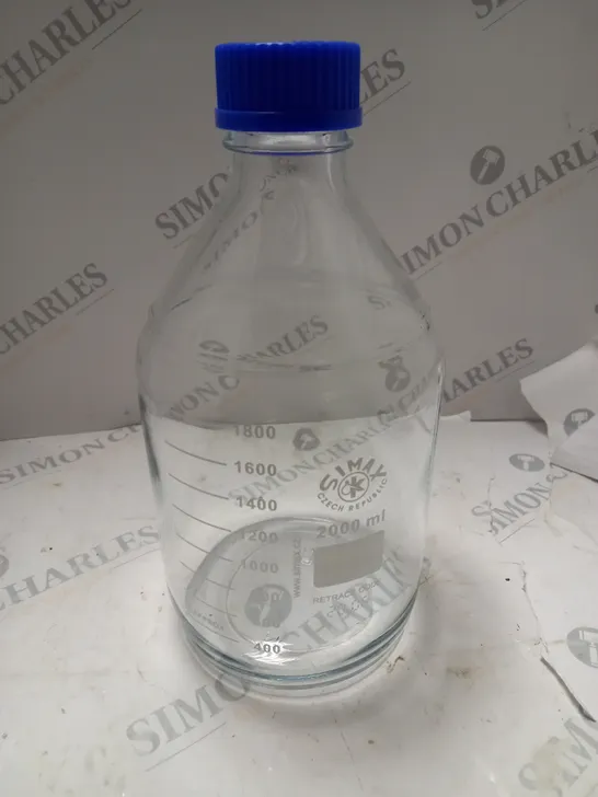 LOT OF 9 SIMAX 2000ML GLASS BOTTLES WITH SCREW CAPS